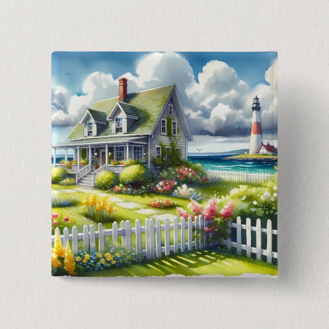 Chapa Cuadrada Cabaña con vista al faro (Anverso)