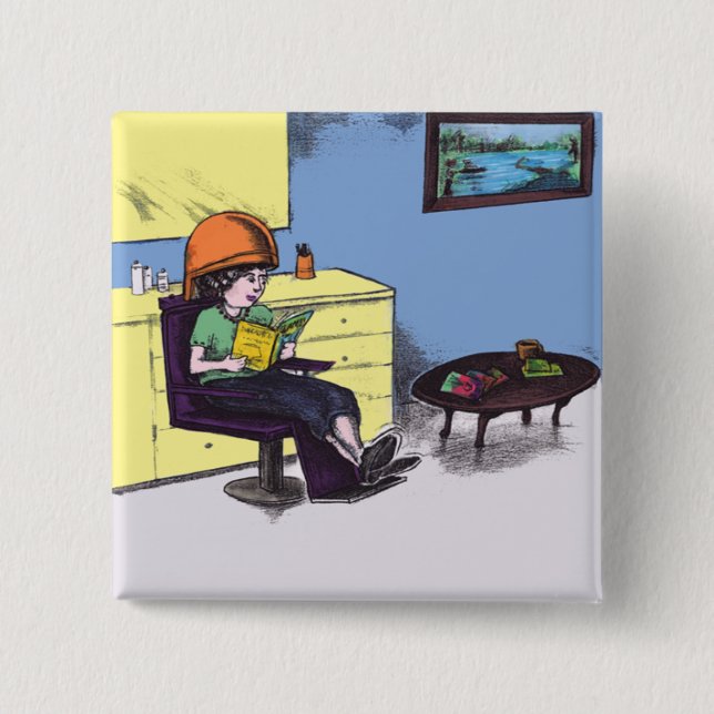 Chapa Cuadrada Cabello seco en un salón de belleza (Anverso)