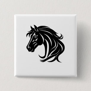 Chapa Cuadrada Cabeza de caballo negro magnífico