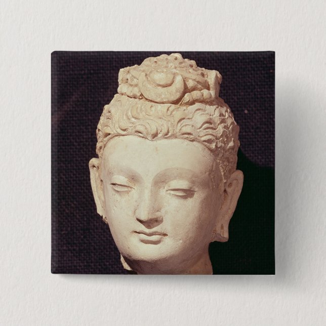 Chapa Cuadrada Cabeza de un Buda, estilo Greco-Budista (Anverso)