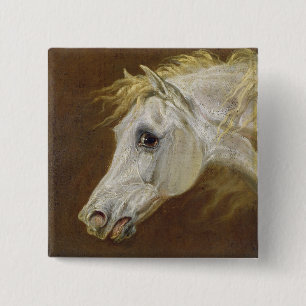 Chapa Cuadrada Cabeza de un caballo árabe gris (aceite en lona e