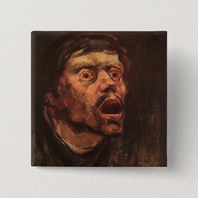 Chapa Cuadrada Cabeza de un hombre enojado (tristeza y sufrimient (Anverso)