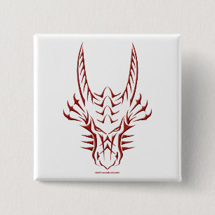 Chapa Cuadrada Cabeza roja tribal del dragón