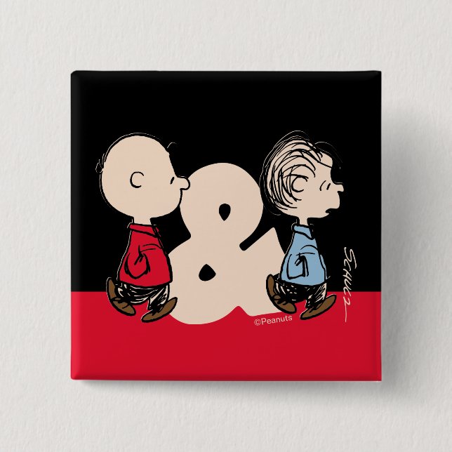 Chapa Cuadrada Cacahuetes | Charlie Brown y Linus (Anverso)