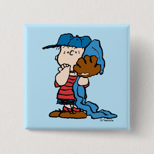 Chapa Cuadrada Cacahuetes   Linus En Su Engranaje De Béisbol