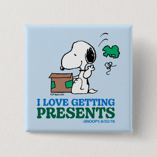 Chapa Cuadrada Cacahuetes   Snoopy Me Encanta Obtener Presencias