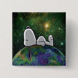 Chapa Cuadrada Cacahuetes   Snoopy Spacing Out