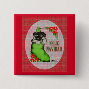 Chapa Cuadrada Cachorrito Feliz Navidad