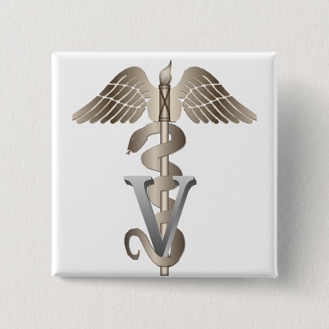 Chapa Cuadrada Caduceo veterinario (Anverso)