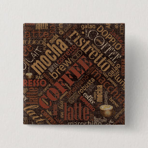 Chapa Cuadrada Café en Burlap Word Cloud Brown ID283