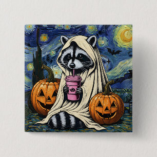 Chapa Cuadrada Caída Halloween Ghost Calabaza Raccoon Costume Spo