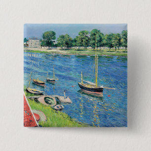 Chapa Cuadrada Caillebotte - Sena en Argenteuil, Barcos anclados