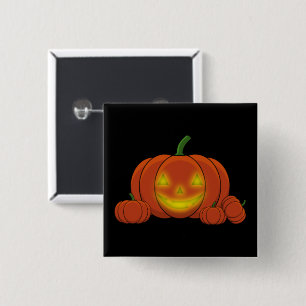 Chapa Cuadrada Calabaza de calabaza brillante de Jack-o'-Lantern