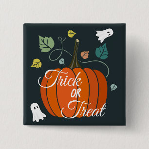 Chapa Cuadrada Calabaza de Halloween y truco o truco de fantasmas