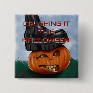 Chapa Cuadrada Calabaza Edgy de Halloween Aplastándolo