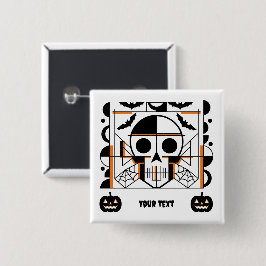 Chapa Cuadrada Calavera al estilo de Halloween, murciélagos, tela
