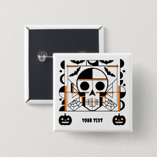 Chapa Cuadrada Calavera al estilo de Halloween, murciélagos, tela