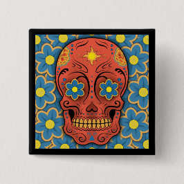 Chapa Cuadrada Calavera de azúcar - Día de los Muertos (margarita