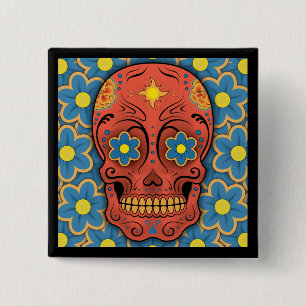 Chapa Cuadrada Calavera de azúcar - Día de los Muertos (margarita