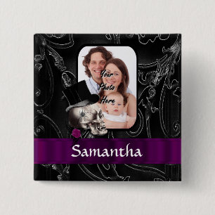 Chapa Cuadrada Calavera de tatuaje gótico