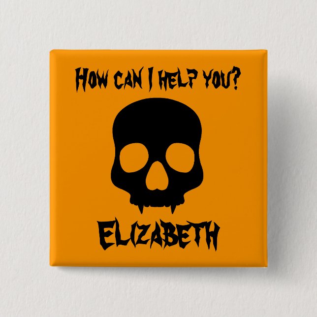 Chapa Cuadrada Calavera hinchada de Halloween (Anverso)