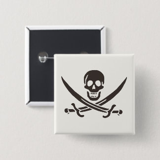 Chapa Cuadrada Calavera obsidiana espada Bandera pirata de Calico