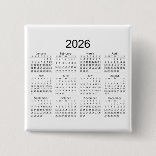 Chapa Cuadrada Calendario minimalista simple 2026