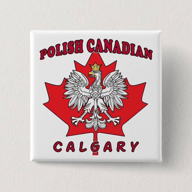 Chapa Cuadrada Calgary Polaco Canadiense Leaf (Anverso)