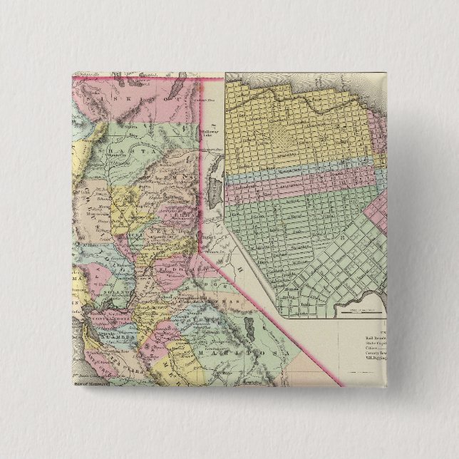 Chapa Cuadrada California con la ciudad de San Francisco (Anverso)