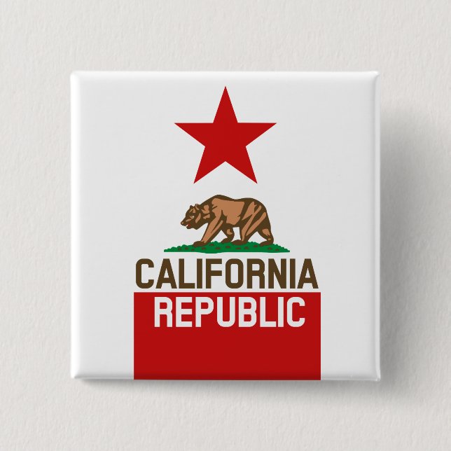 Chapa Cuadrada CALIFORNIA REPÚBLICA Bandera Estatal Diseño Estrel (Anverso)