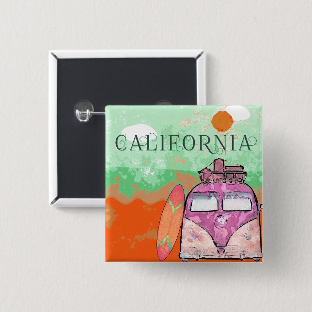 Chapa Cuadrada California Travel Poster (Anverso y reverso)