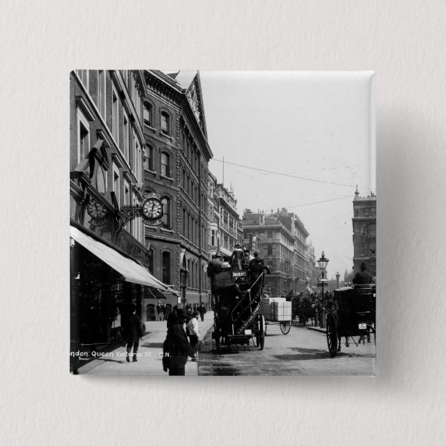 Chapa Cuadrada Calle de la reina Victoria, Londres, c.1891 (Anverso)