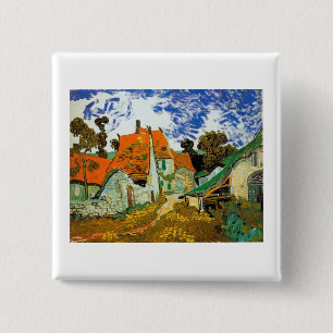 Chapa Cuadrada Calle del pueblo en Auvers, Vincent van Gogh
