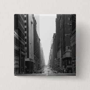 Chapa Cuadrada Calle en la ciudad B&W de NY