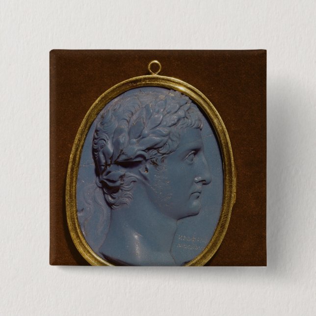 Chapa Cuadrada Camafeo que lleva el perfil de Tiberius (Anverso)