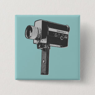 Chapa Cuadrada Cámara de cine Super 8 de Pop Art