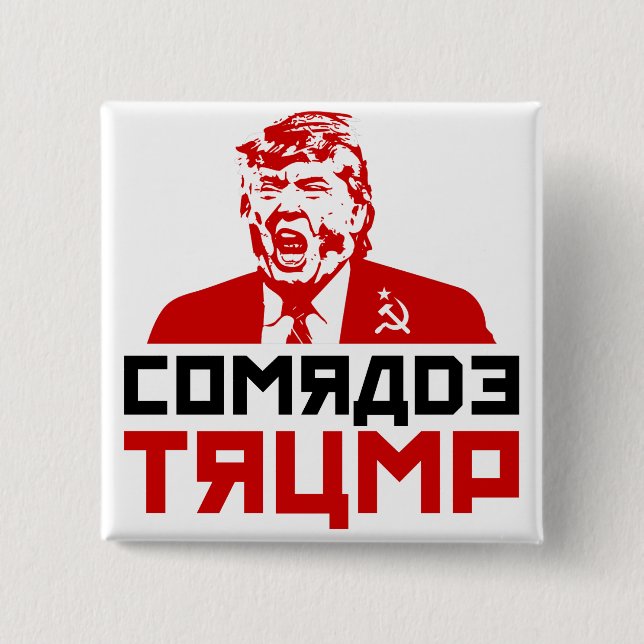 Chapa Cuadrada CAMARADA TRUMP " del botón" del Anti-Triunfo " (Anverso)