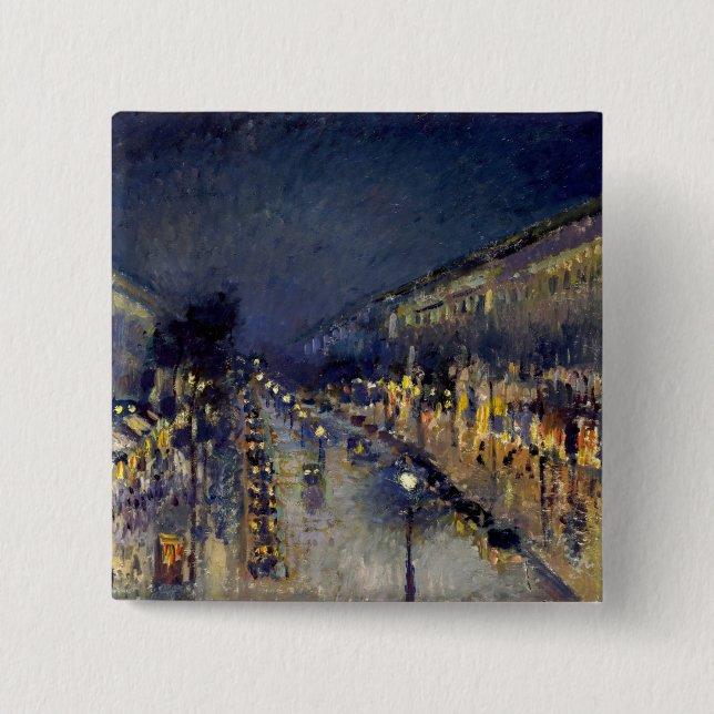 Chapa Cuadrada Camille Pissarro - Boulevard Montmartre de noche (Anverso)