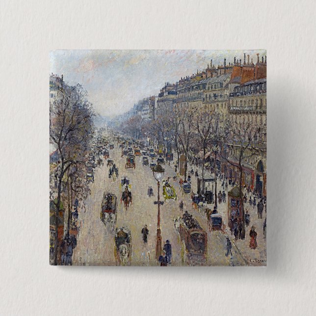 Chapa Cuadrada Camille Pissarro - Boulevard Montmartre, mañana (Anverso)