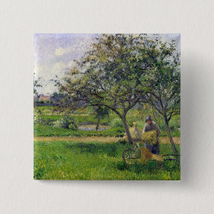 Chapa Cuadrada Camille Pissarro el la carretilla, huerta, c.188
