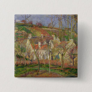Chapa Cuadrada Camille Pissarro el   los tejados rojos, o esquina