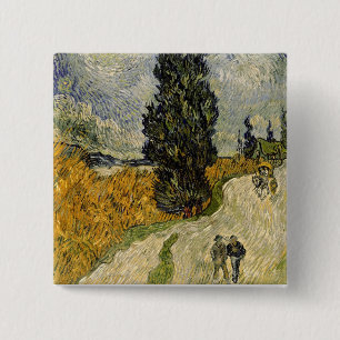 Chapa Cuadrada Camino con los cipreses, 1890 de Vincent van Gogh