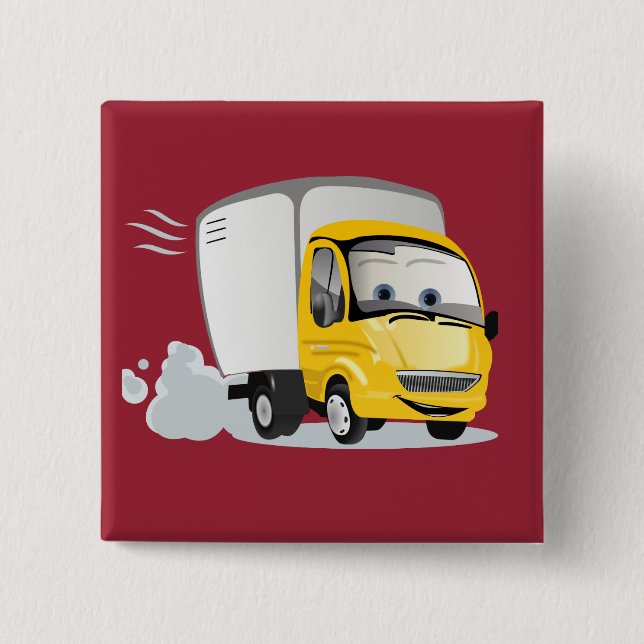 Chapa Cuadrada ¡Camión de Personalizado Amarillo para niños! (Anverso)