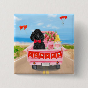 Chapa Cuadrada Camiones de El día de San Valentín de perro de per