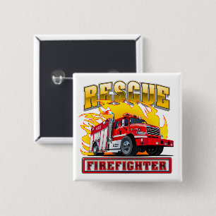 Chapa Cuadrada Camiseta de camión de bomberos personalizados