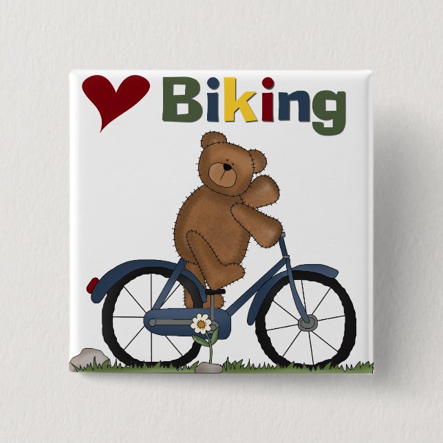 Chapa Cuadrada Camisetas Biking y regalos del amor azul de la (Anverso)