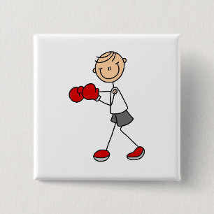 Chapa Cuadrada Camisetas de boxeo de figuras de palitos y regalos