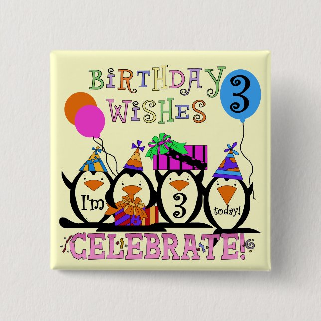 Chapa Cuadrada Camisetas de cumpleaños y regalos de los Pingüinos (Anverso)