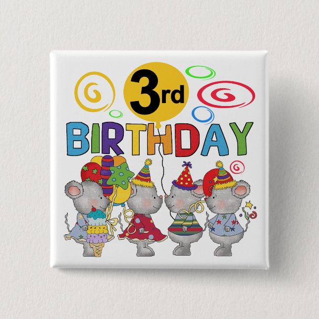 Chapa Cuadrada Camisetas de cumpleaños y regalos para ratones (Anverso)