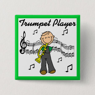 Chapa Cuadrada Camisetas de figura de hombre tocando trompeta y r